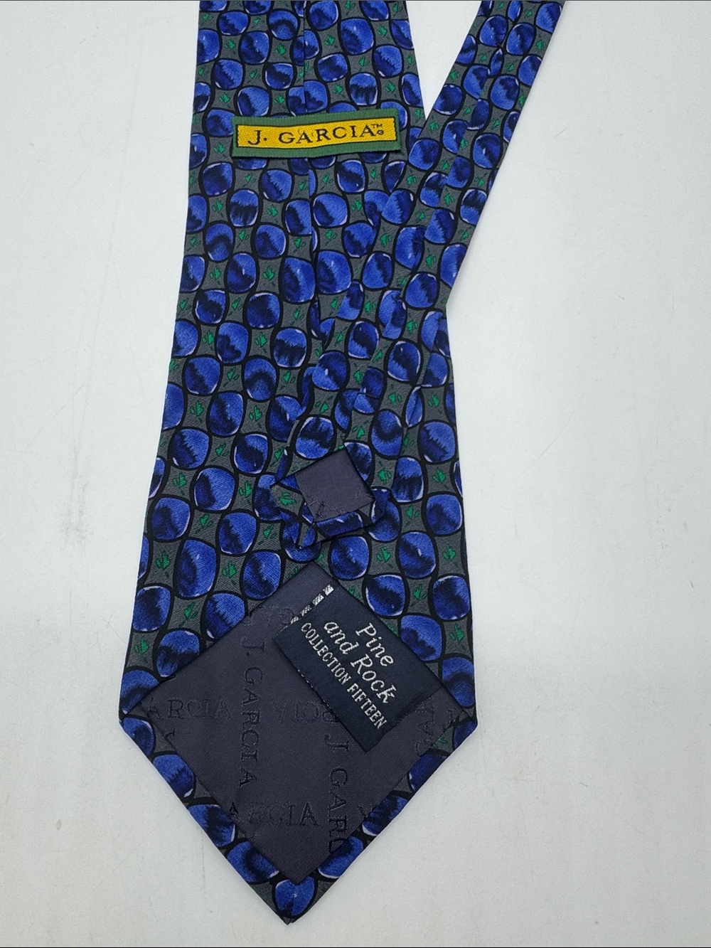 J. Garcia Blue and Green Geometric Silk Tie 100% Silk # 0114